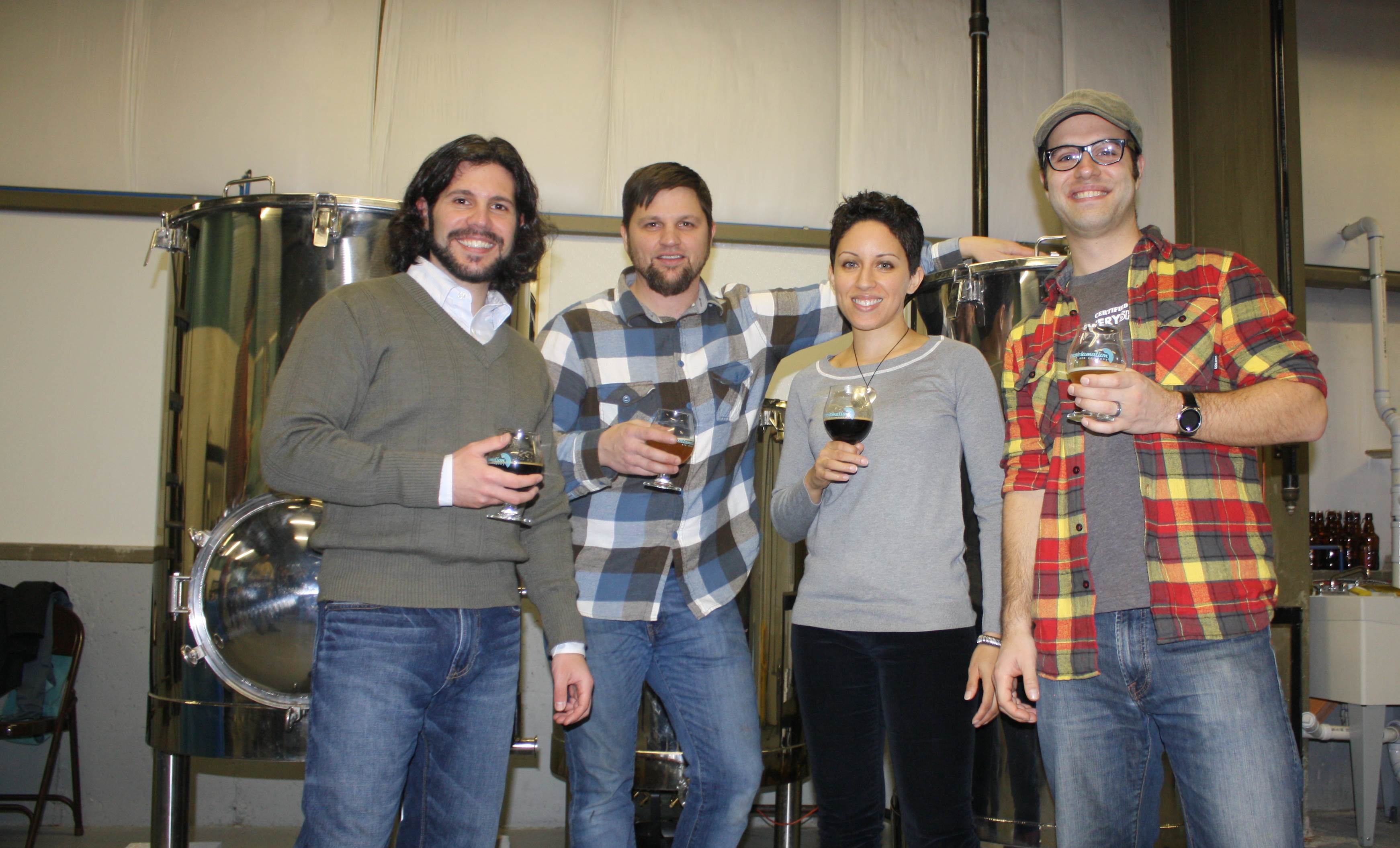 Drinking Sherpa President John Varlaro; Dave Whitman, Proclamation Ale; Drinking Sherpa Chief Marketing Officer Brandi Davis and Drinking Sherpa Chief Technology Officer Paul Demers.