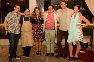 Troy Clark, Judge, United Mixologist; David Roth, Live Mix-off Round Winner; Maeghan Kleineman, USBG Boston and Recipe Round Winner; Jonathan Pogash, Contest Host and Judge; Bailey Pryor, Founder and President, Real McCoy Rum; Pamela Wiznitzer, Judge, USBG NY President.