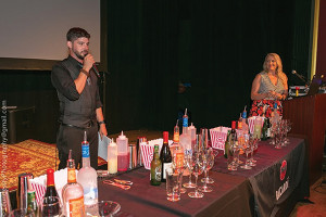 Rob Goldberg, Event Emcee and Host of “Bar Rated Trivia” with Nadine Gengras, Spirits Account Development Manager, Connecticut Distributors, Inc. (CDI).