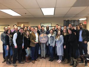 The Slocum & Sons sales team with L.C. May, U.S. Brand Ambassador, Clyde May’s Whiskey (holding the bottle) and Mike Stacy, New England Regional Manager, Clyde May’s Whiskey (back row, left).