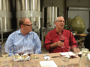 Paul Burne, Key Account Manager, Slocum & Sons with David Ramey, Owner and Winemaker, Ramey Wine Cellars.