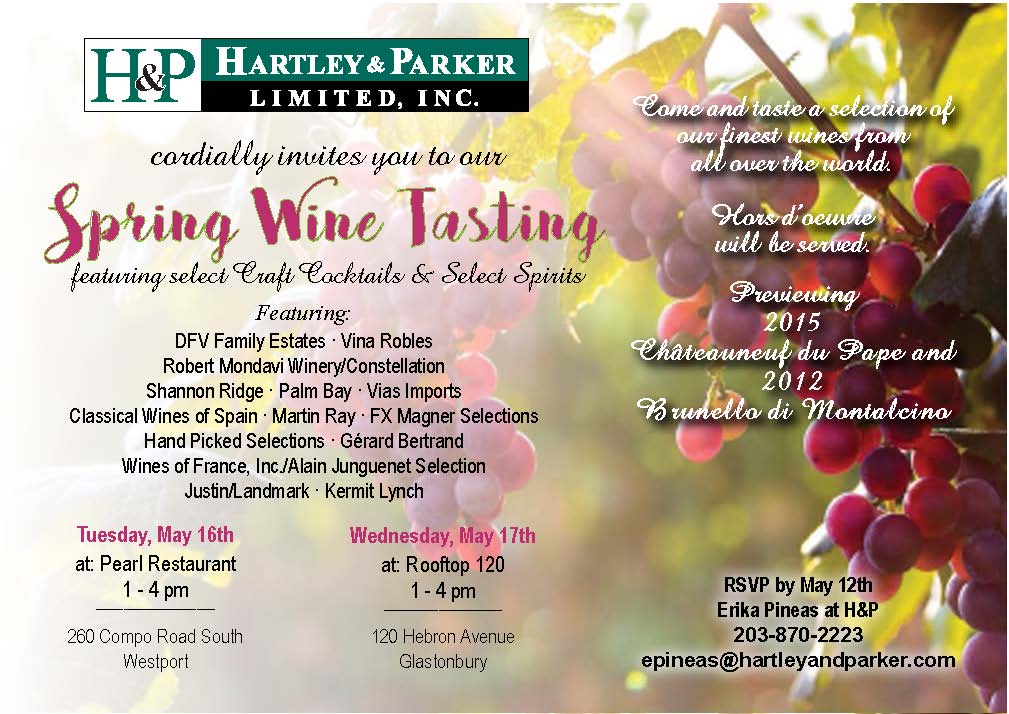 May 17, 2016: (Trade Only) Hartley & Parker Spring Wine Show Glastonbury