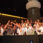 Competitors and judges gather onstage at the Lighthouse Bar at Twin River Casino.