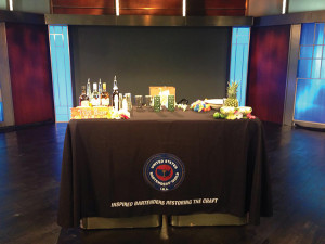 The USBG branded table  on the set of NBC Connecticut.