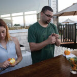 Katie Masterson of Boom Box and USBG RI Member Gabriel Rodriguez at Ocean Cliff with cocktails by Jeff Bell.