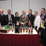 Steve Santana, Manhattan Sales Representative, Royal Wine; Charles Lynch, VP National Spirits Manager, Royal Wine;, Luca Vincenzi, International Marketing Director, Vincenzi Distillery; Joselyn Mendez, VP Spirits Sales Manager, Royal Wine; Andrea Vincenzi, President, Vincenzi Distillery; Jeremy Kaufthal, Manhattan Sales Representative, Royal Wine; Gary Robertson, Brooklyn Sales Representative, Royal Wine; Mike FitzPatrick, President of NCCGA of CT; Harold Wang, VP Sales Manager, Royal Wine.