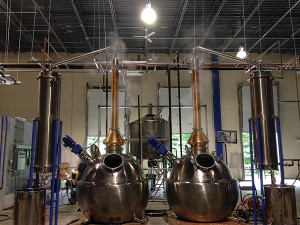 Copper stills at Waypoint’s Bloomfield distillery.