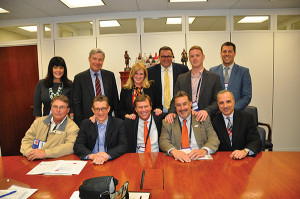 Top Row: Lisa Doucet-Albert, Board of Directors; Senator Sheldon Whitehouse; Dale J. Venturini, President/CEO RIHA; Michael Lester, Board of Directors; Theodore M. Newcomer, Board of Directors; and Antonio Fonseca, Board of Directors. Front Row: H. Robert Bacon, 2014 Chairman of the Board; Ken Cusson, Past Chairman of the Board; William Dessel; Board of Directors; Brian Casey, Board of Directors; and Bahjat Shariff, Board of Directors.