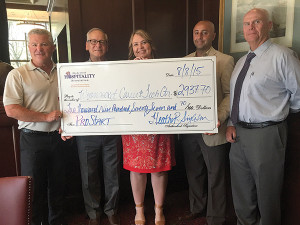 David Lahousse, Secretary/Treasurer of the RI Hospitality Education Foundation; David DePetrillo, Chairman of the RI Hospitality Education Foundation; Heather Singleton, Chief Operating Officer at the RI Hospitality Association/RI Hospitality Education Foundation; Paul Jalaf, Chef Instructor at the Woonsocket Area Career & Technical Center; William Webb, Director at the Woonsocket Area Career & Technical Center. David Lahousse, Secretary/Treasurer of the RI Hospitality Education Foundation; David DePetrillo, Chairman of the RI Hospitality Education Foundation; Heather Singleton, Chief Operating Officer at the RI Hospitality Association/RI Hospitality Education Foundation; Paul Jalaf, Chef Instructor at the Woonsocket Area Career & Technical Center; William Webb, Director at the Woonsocket Area Career & Technical Center.