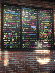 The featured beer list at the grand opening of World of Beer-Milford on April 25.