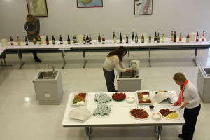 Worldwide Wines staff set up for the event.