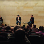 Ray Hardman of WNPR with Adam von Gootkin during a discussion about his book.