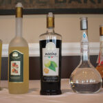 Russo Limoncello, Russo Mandarino, Nocino Walnut Liqueur, Grappa Bianca and Grappa Vecchia Riserva.