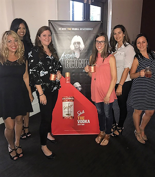 Donna Taylor, Promotions; Tina Kumar, Promotions; Stacey Pabst, Connecticut Distributors, Inc.; Callie Bak, Connecticut Distributors, Inc.; Chrissy Amatrudo, Connecticut Distributors, Inc.; and Kristie Formato, CT Market Manager, Stoli Group.