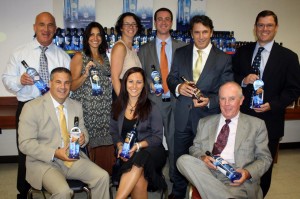 Left to right front row: Ray Cruciani, Zone Manager; Kristie Celotto, Account Development Manager; Frank Ryan, Garnet Division Manager. Back row left to right: Frank Dest, Zone Manager; Veronica Saurett, Account Development Manager; Sarah Alokones, Nutmeg Division Manager; Mike DePasqua, Beam Inc., CT Territory Manager; Stephen Lentz , General Sales Manager; Ryan Fisher, Trade Development Manager. All with Brescome Barton except where indicated.