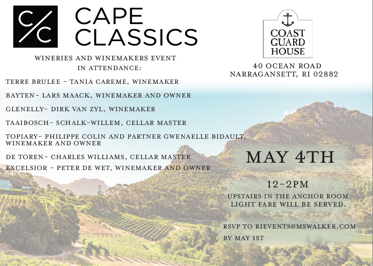 May 4, 2023: Cape Classics Wineries and Winemakers Event (Trade Only)