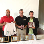 James Perkins, General Manager, CT United FC; Rich Visco, CEO, Shebeen Brewing Company; Greg Bajek, Owner, CT United FC, during an August press conference and product release in Berlin, Connecticut.