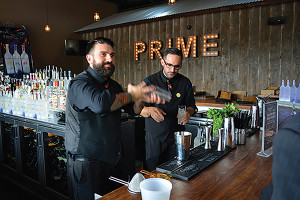 USBG CT’s Dimitrios Zahariadis, Chapter President and Carl Summa, Vice President. The duo also works together as The Cocktail Chemists, shown here in a September 2014 event at Prime One Eleven in Trumbull.