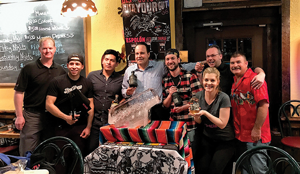 Gary Dritschler, State Manager CT and RI, Campari America; Jasson Arias, Second Place Runner Up; Angel Pena-Fernadez, Competitor; Andy Adames, Owner, Senor Pancho’s; Ryan Anderson, First Place Winner; Kim Gunderson, Third Place; Anthony DeSerio, Event Judge; Dwayne Manville, Competitor.