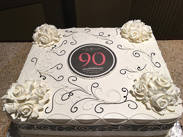 Hotel Viking's 90th anniversary celebratory cake.