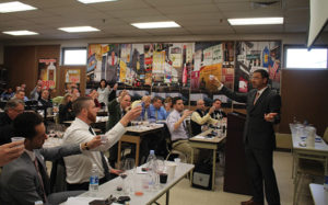 Frank LaTorra, RI and CT State Manager, Tito’s Handmade Vodka and the sales staff celebrating with a toast and tasting session.