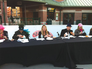 The festively-attired judges hard at work.