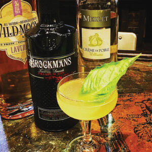 Justin Morales’ honorable mention cocktail entry, Sunshine on a Cloudy Day featuring Brockmans Gin.