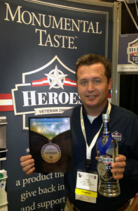 Founder of Heroes Vodka, Travis McVey, at the 2012 WSWA Annual Convention & Exposition. Heroes Vodka was awarded a Silver Medal by judges of annual The Tasting Panel Magazine competition.