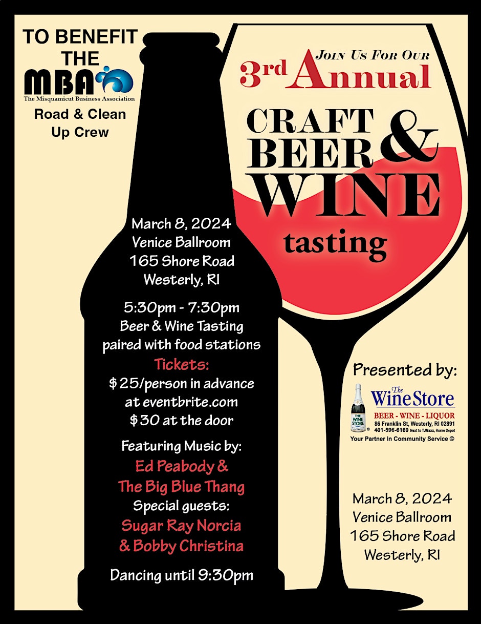 March 8, 2024: Misquamicut Craft Beer & Wine Tasting