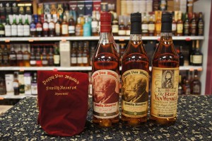 A line up of Pappy Van Winkle products. The 12-year-old is not pictured here, but will be available to taste with a donation on February 20, 2016.