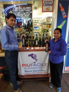 Bipin and Tara Patel, Owners, The Village Wine Shoppe in Milford during an in-store tasting of Piu Facile wines 