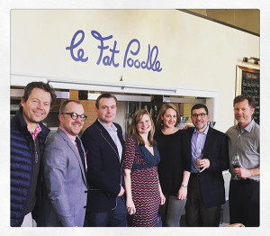 Antoine Blech, Partner/Owner, Le Fat Poodle; Alex Meier-Tomkins, Key Account Manager Fairfield County, Slocum & Sons; Ian Toogood, Manager, Le Fat Poodle; Lydia Cummins, Winemaker, Sidebar Cellars; Kelly Kerekes, Sales Representative, Slocum & Sons; George Staikos, Eastern U.S. Sales Manager, Ramey Wine Cellars; and Cameron Frey, Winemaker, Ramey Wine Cellars.