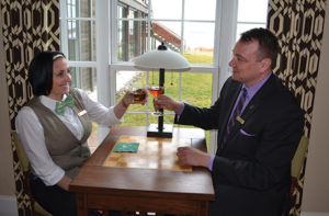 The Weekapaug Inn’s Jennifer Hoxie and Ryan Robinson with the “Irish Spring” cocktail.