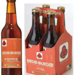 Riedenburger Organic Historic Emmer Beer Unfiltered is brewed out of historic ancient grain, 50% emmer malt, einkorn, spelt, barley and wheat malt. The beer is dark amber in color, ABV 5.5%.