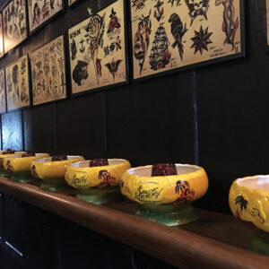 Sailor Jerry art installation and punch bowls on display during the event.