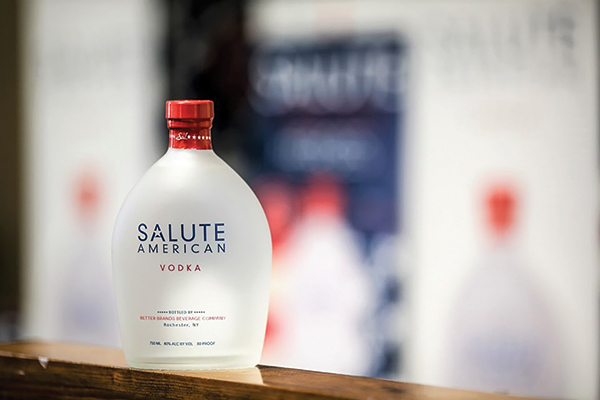 Salute American Vodka is made with corn and wheat grains, distilled four times for a smooth, clean taste and USA Certified™.