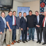 Gene Sepe, CEO and President, Brescome Barton; Steve Lentz, General Sales Manager, Brescome Barton; Scott Sweitzer; Michael Lutz, Salute American Vodka Operations Manager; Ryan Dunne, Salute American Vodka Sales Representative; Lieutenant General (Retired) Ray Palumbo; Tony Siragusa; Brian Hughes; Mike Heins, Trade Development Manager, Brescome Barton; Robert Sussler, Executive Vice President and General Manager, Brescome Barton.