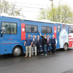 The Salute American Vodka Hero RV stopped in North Haven, Wallingford and Fairfield as part of its national launch tour. Scott Sweitzer; Ryan Dunne, Salute American Vodka Sales Representative; Lieutenant General (Retired) Ray Palumbo; NFL Super Bowl Champion and Media Personality Tony Siragusa; Michael Lutz, Salute American Vodka Operations Manager; and Bill Shea.