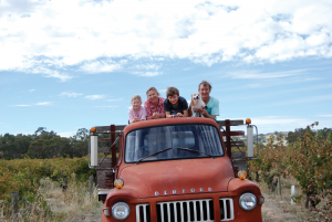 Suzi Hilder and Wayne Ahrens of Smallfry Wines and their family