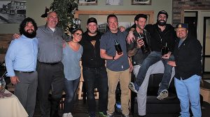 Chris Munk, Eder Bros., Inc.; Jeff Conelius, Allan S. Goodman; Nikki Simiches, Bar Manager, Cure Restaurant; Daniel Rek, Event Judge and USBG CT Secretary; Evan Parsons, Second Place; Dave Cohade, First Place Winner; Conrad Meurice, Third Place; and Roger Gross, Event Judge and USBG CT member.