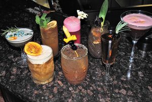 A selection of cocktails created during the second competition at Hudson Grille in Stamford on April 24.